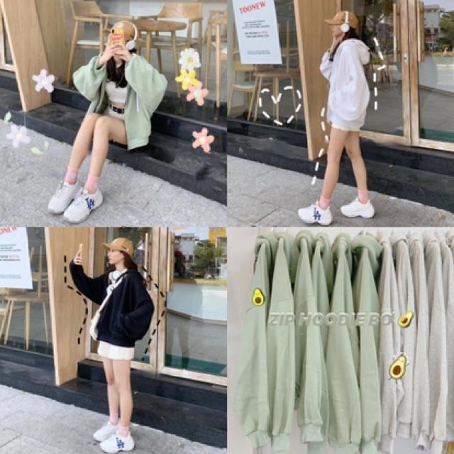 Khoác khoác hoodie dây kéo from lững nữ  kèm clip