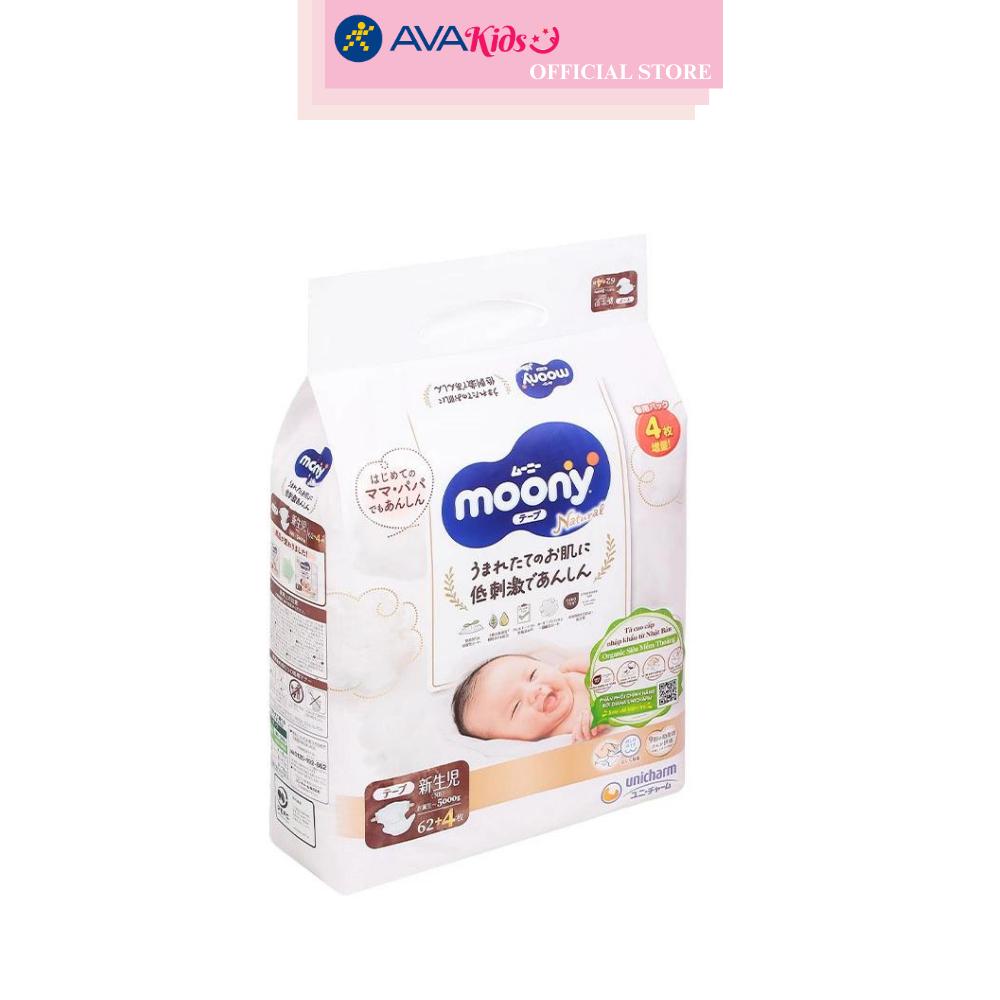 Tã dán Moony Natural size NB 62 + 4 miếng (Dưới 5 kg)