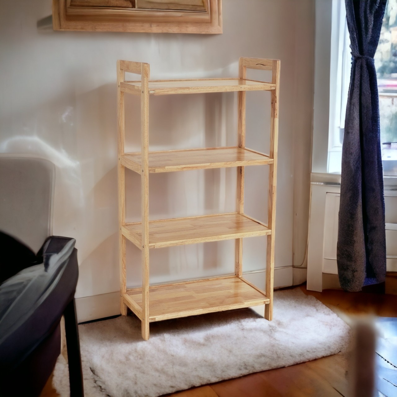 Kệ Gỗ 4 Tầng Ngang 63cm Để Dụng Cụ Bếp, Lò Viba, Lò Nướng, Nồi Cơm Điện - Hàng VN Xuất Khẩu