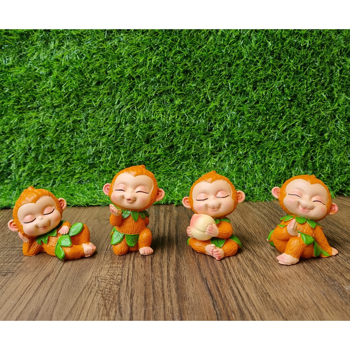 Bộ 04 chú khỉ con size 7cm - tặng kèm túi 50 xu vàng mini may mắn