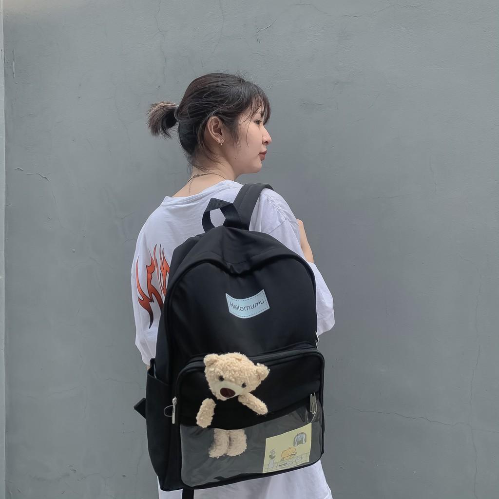 Balo Ulzzang chống nước, Học Sinh Sinh Viên Kèm Gấu Bông Phong Cách Hàn Quốc Cực Dễ Thương, đi học đi chơi !
