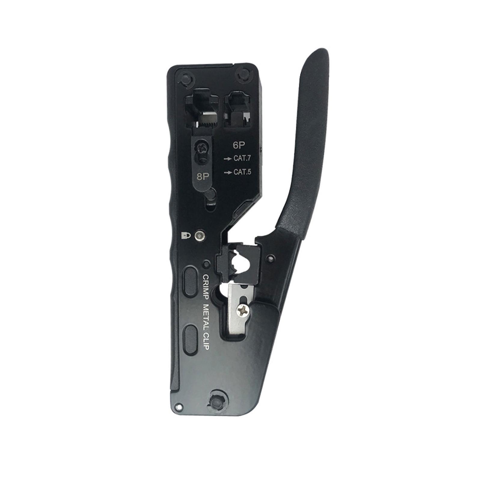 Pass through RJ45 Crimper Cutter Cutting Network Cable Crimping Tool Compact Size Spring Loaded Handle Comfortable Grip