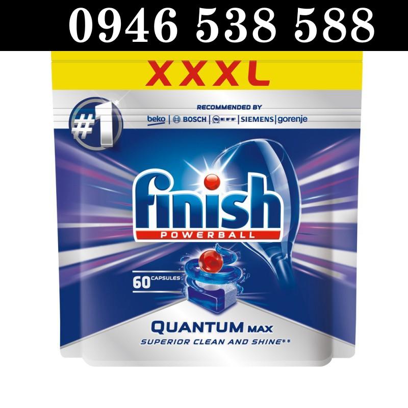 Viên rửa bát Finish Quantum 72 viên - muoi Finish 1.2kg - Dùng cho Máy rửa bát