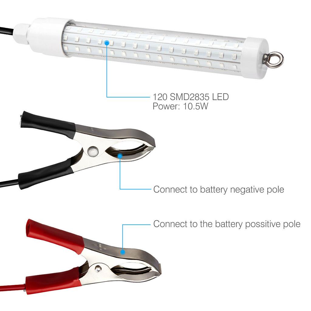 12v-24v 10W 120 LED 1000 Lumens IP68 Lure Bait Finder Night Fishing Light