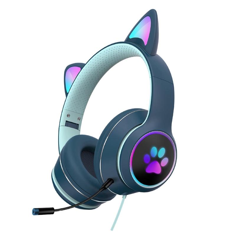 Máy Tính Chơi Game Cắm Tai Nghe Tai Mèo Hình Dạ Quang Tai Nghe Trực Tuyến Cấp Trò Chơi Học Tập Làm Việc Dropshipping