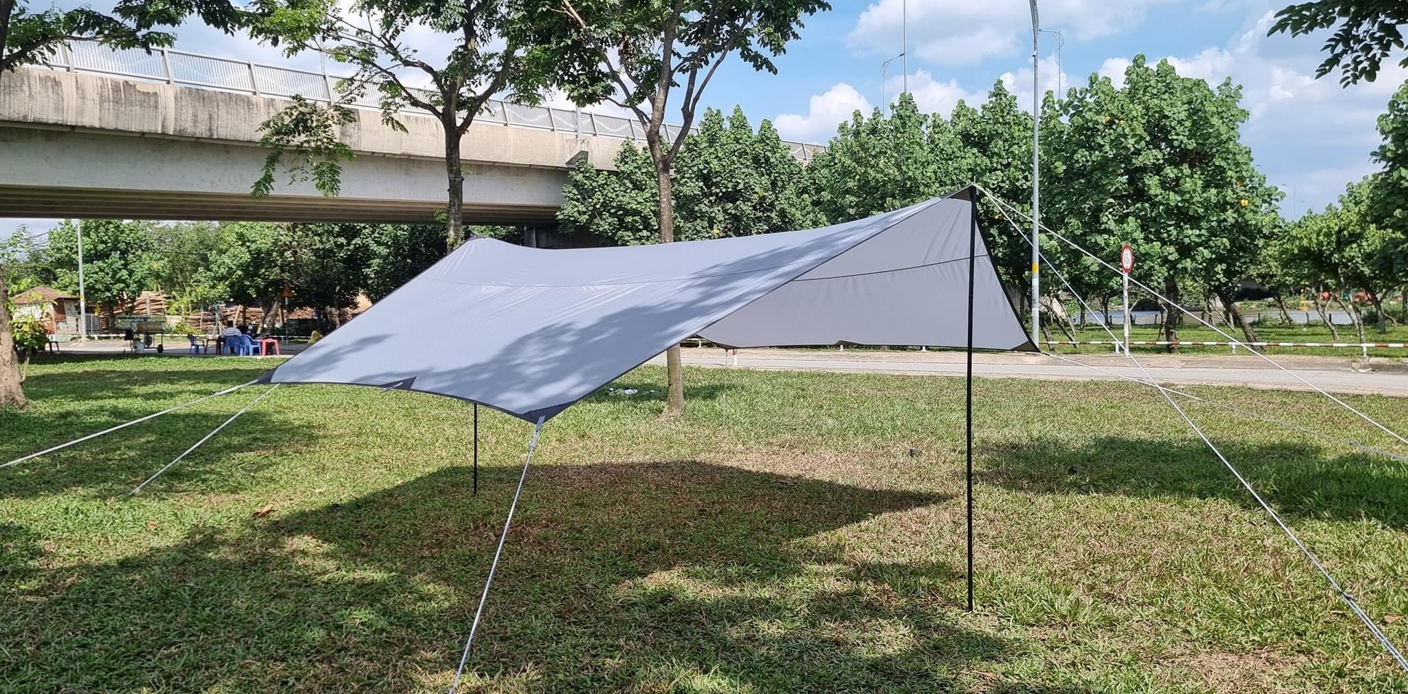 Hexa Tarp 4,4m × 4m + bộ trụ 2m (chống thấm mưa) xanh rêu