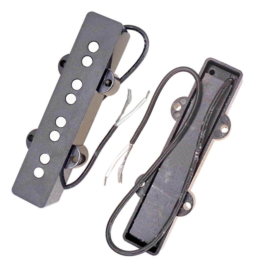 Pack of 2 Metal Electric Bass Open Pickups Black for JB Jazz Bass Part