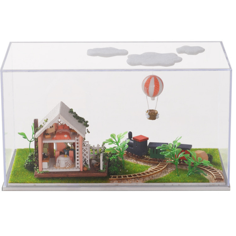 Đồ chơi lắp ghép gỗ 3D Mô hình nhà DIY Doll House Sweet World Tour Kèm Đèn LED và MICA chống bụi