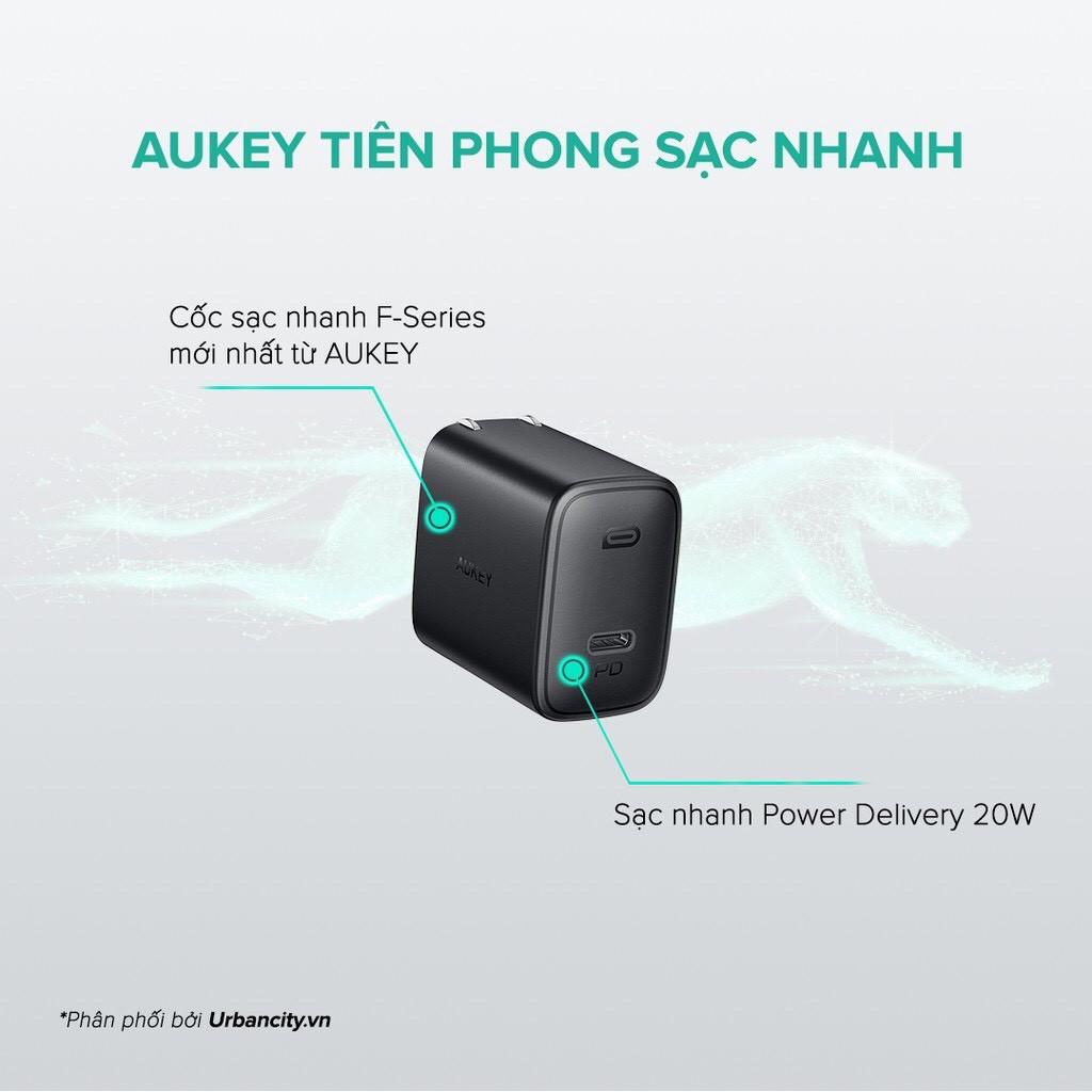 Củ Sạc Nhanh Siêu Nhỏ Aukey PA-F1S Cổng Type C Power Delivery 20W - Hàng Chính Hãng