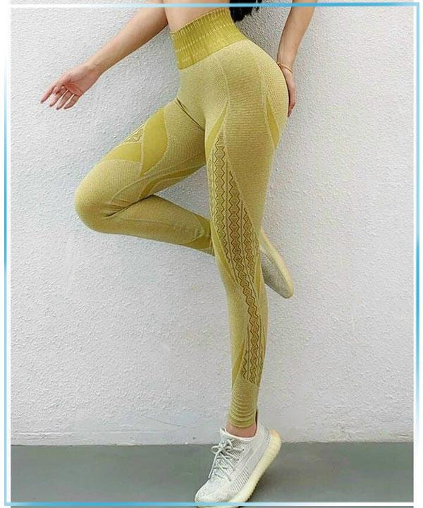 Quần Legging Thun Dệt Cao Cấp tập gym, yoga cho nữ - 143 Vàng