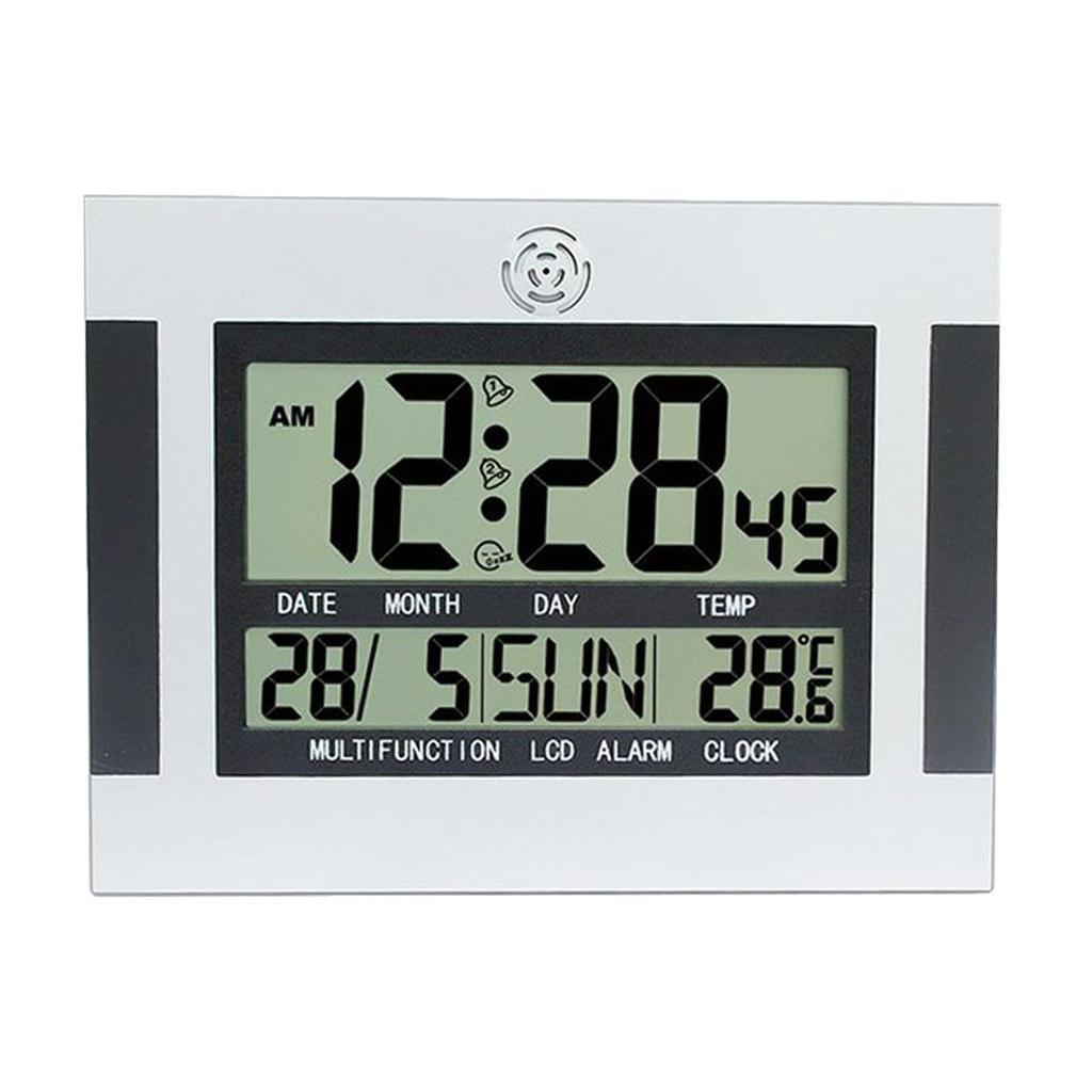 3X Large LCD Wall Clock Digital Clock with Date Temperature for Living Room