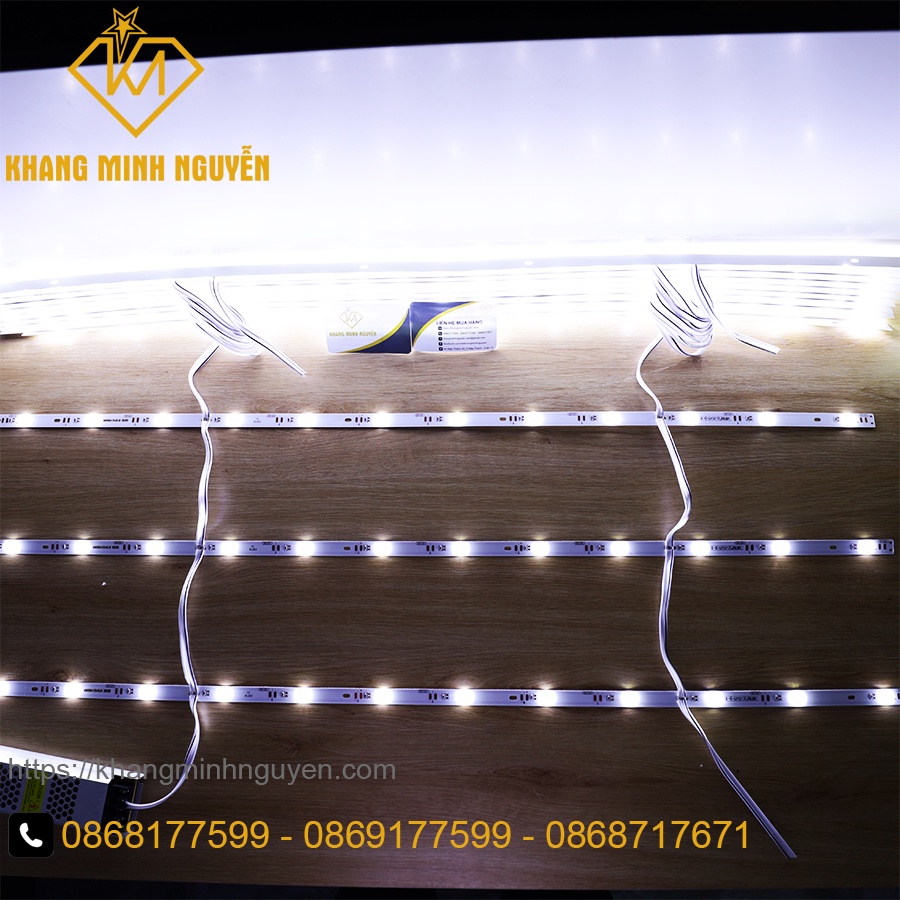 LED thanh tỏa 1 mét - 12V, 12 bóng/mét dùng chip 3030 SMD siêu sáng, siêu tỏa chuyên dùng hắt bảng hiệu, sáng hộp đèn.