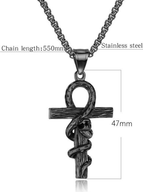 Dây Chuyền Nam Con Rắn Quấn Quanh Thánh Giá Chất Liệu Thép Titan Không Rỉ Không Dị Ứng TT 1638