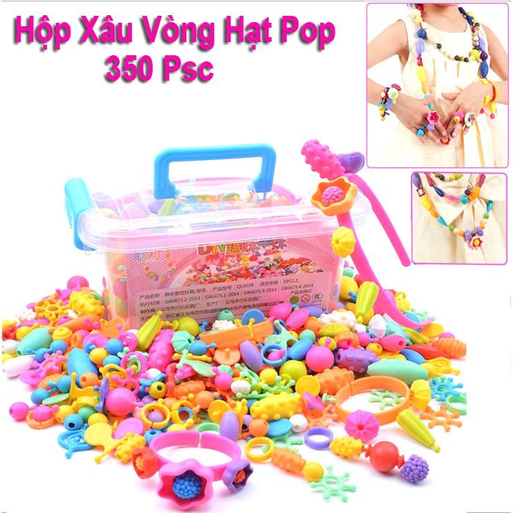 Hộp Xâu Vòng Hạt Pop 350 Hạt Kèm 2 Bờm , 2 Vòng Tay