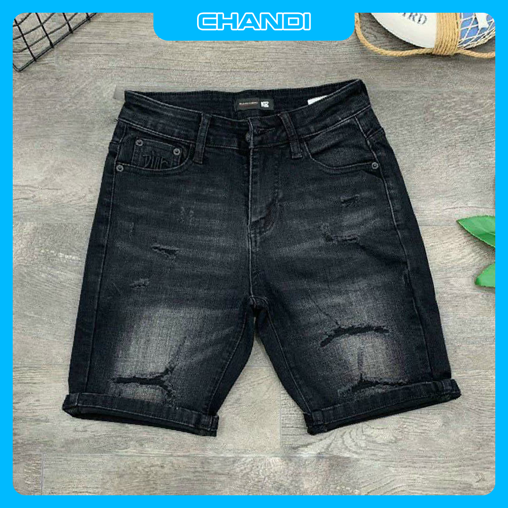 Quần Short Jean Nam co dãn kiểu dáng trẻ trung đơn giản Thương Hiệu Chandi, quần sọt mẫu mới xu hướng 2022 QSJN302