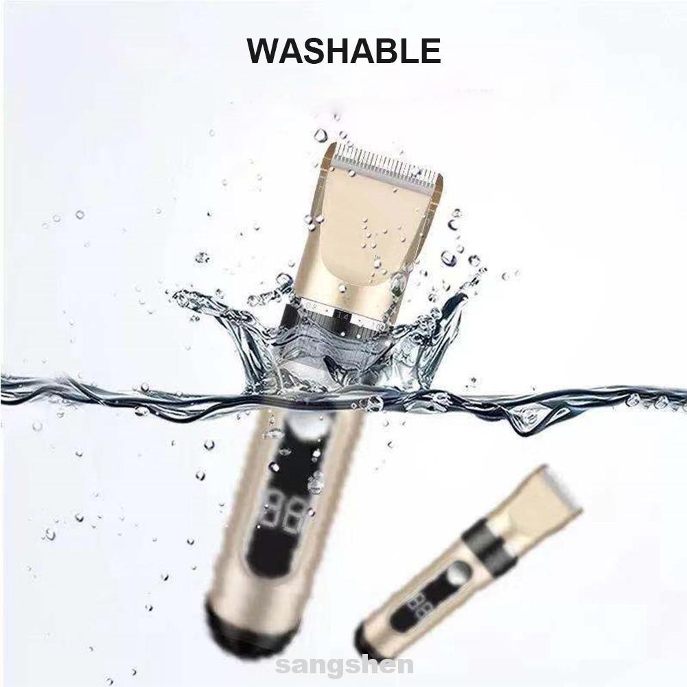 Tông Đơ Cắt Tóc Có Đèn Led Hiển Thị 6 Chế Độ Chống Nước Có Thể Sạc Lạichạy