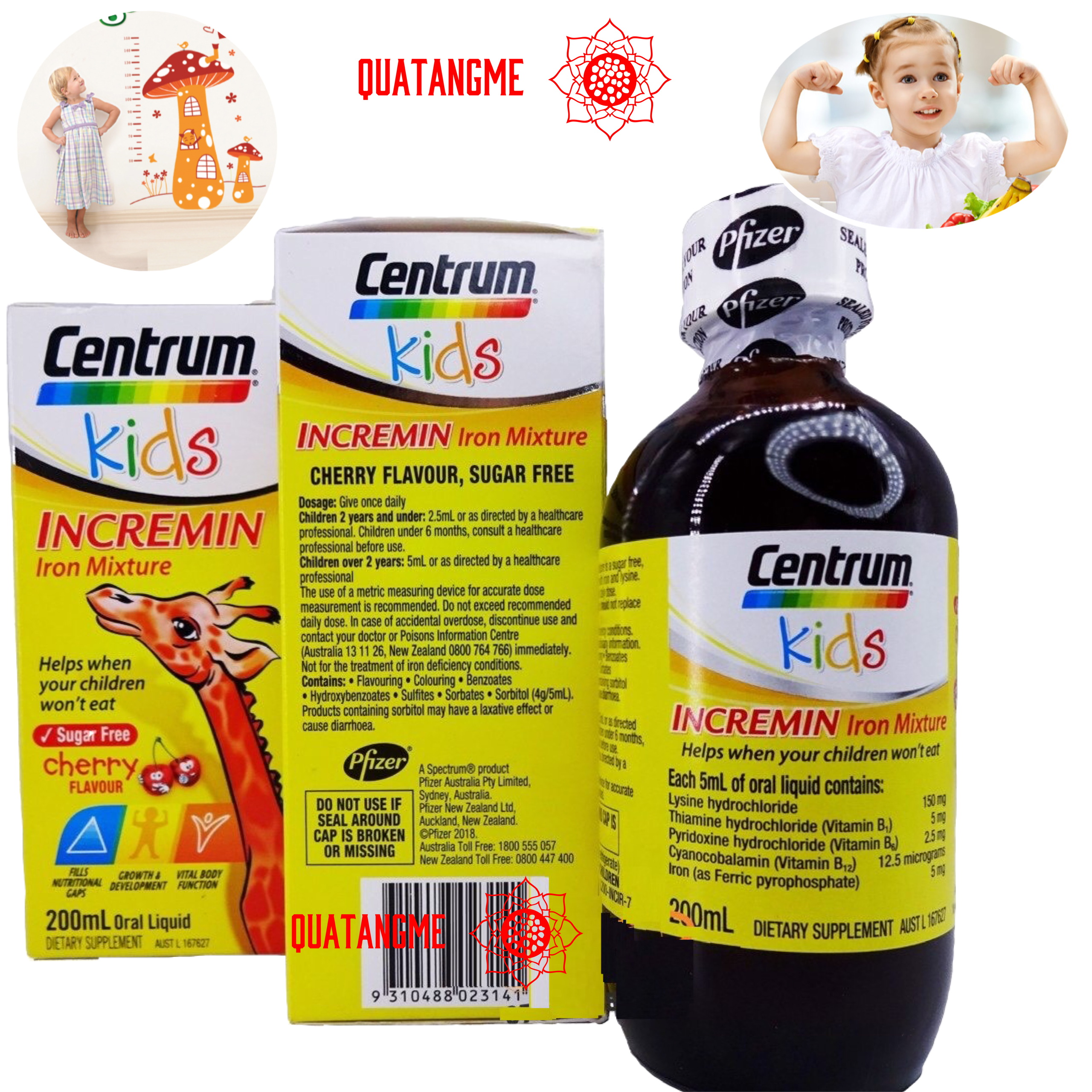 Siro ăn ngon Centrum Kids Incremin Iron Mixture, hỗ trợ cải thiện chứng trẻ biếng ăn, giúp hấp thụ dinh dưỡng và phát triển Úc  - QuaTangMe Extaste