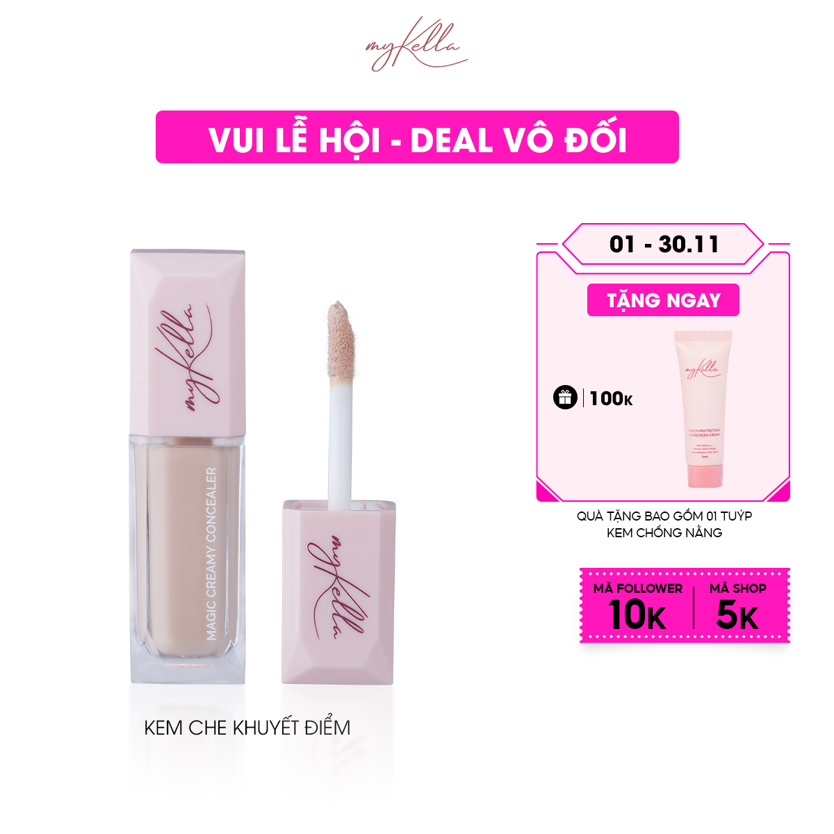 Kem Che Khuyết Điểm myKella Che Phủ Hoàn Hảo, Phù Hợp Với Mọi Loại Da - Magic Creamy Concealer 5ml