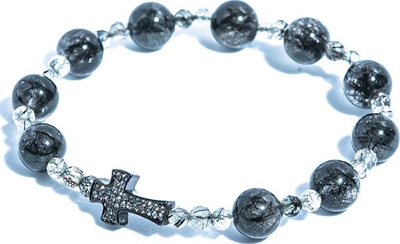 Vòng Chuỗi Mân Côi thạch anh tóc đen 08mm BRQ01 - VIETGEMSTONES