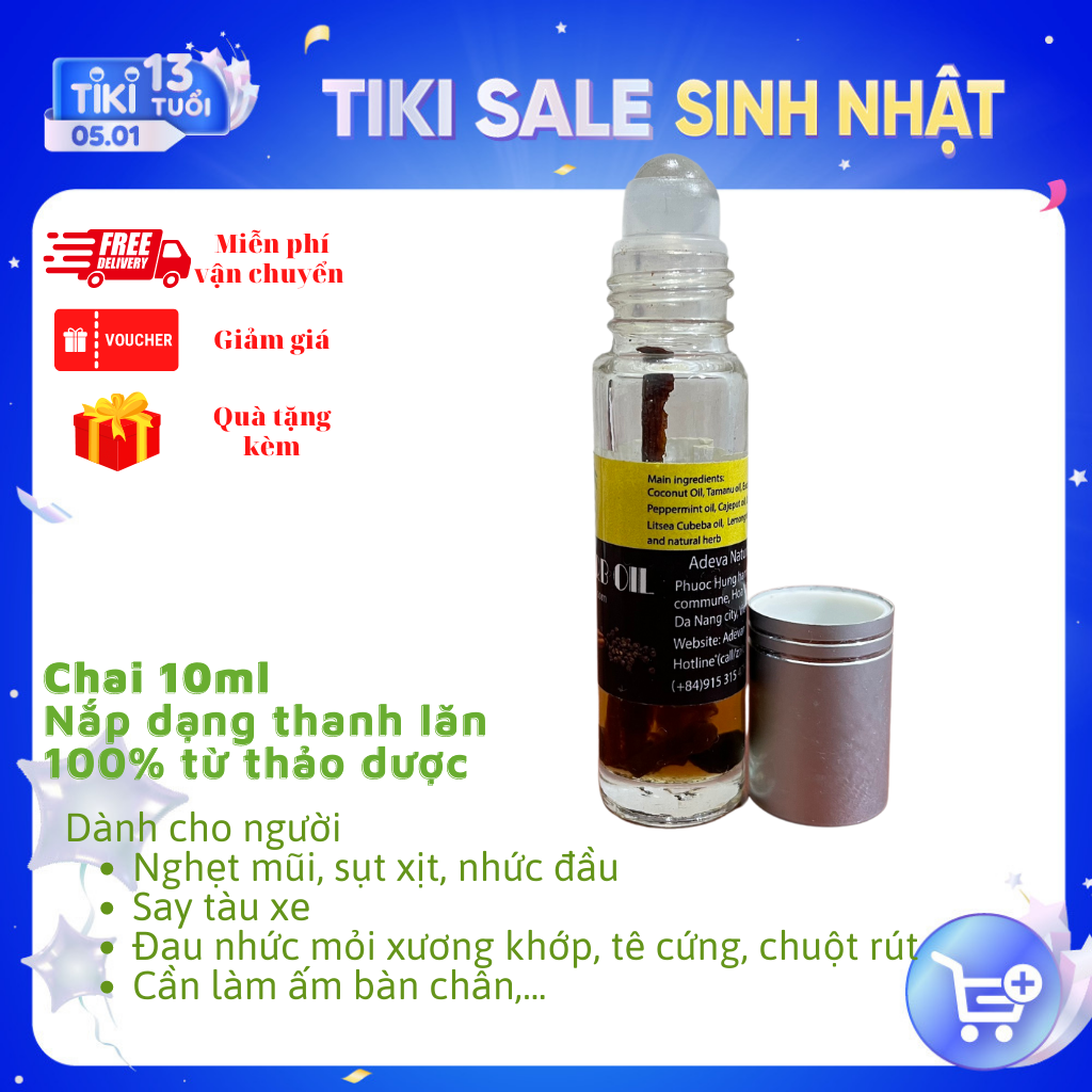 Dầu nóng thảo dược ADEVA - Green herb oil - Đầu bi lăn tiện lợi, kết hợp massage day ấn huyệt đạo. nhỏ gọn tiện mang theo, thành phần từ các loại tinh dầu và thảo mộc tự nhiên