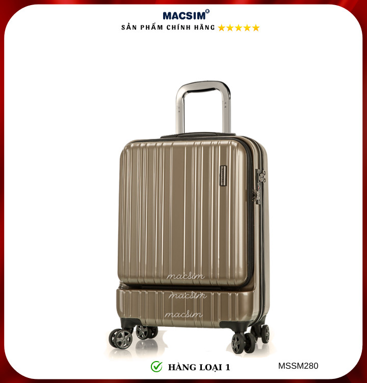 Vali cao cấp Macsim Smooire MSSM280 cỡ 20 inch màu đỏ-xanh bóng-vàng gold - Hàng loại 1