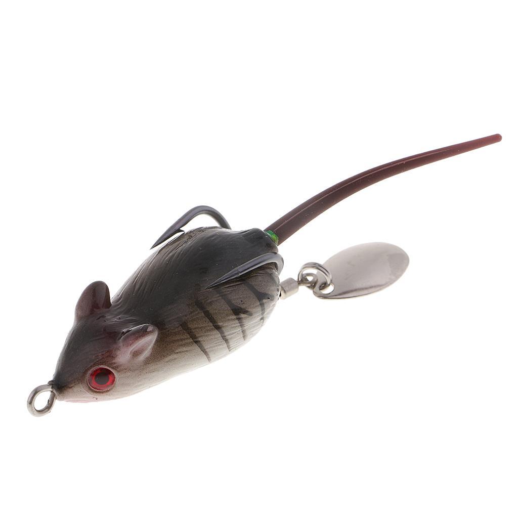 3pcs Long Tail Mouse Fishing Lures 3D Artificial Rat Lures Weedless Lures Mice Baits for Bass, Perch, Snakehead