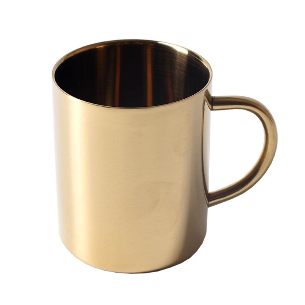 2xStainless Steel Double Wall Insulated Cup Tea Coffee Mug 400ml Gold