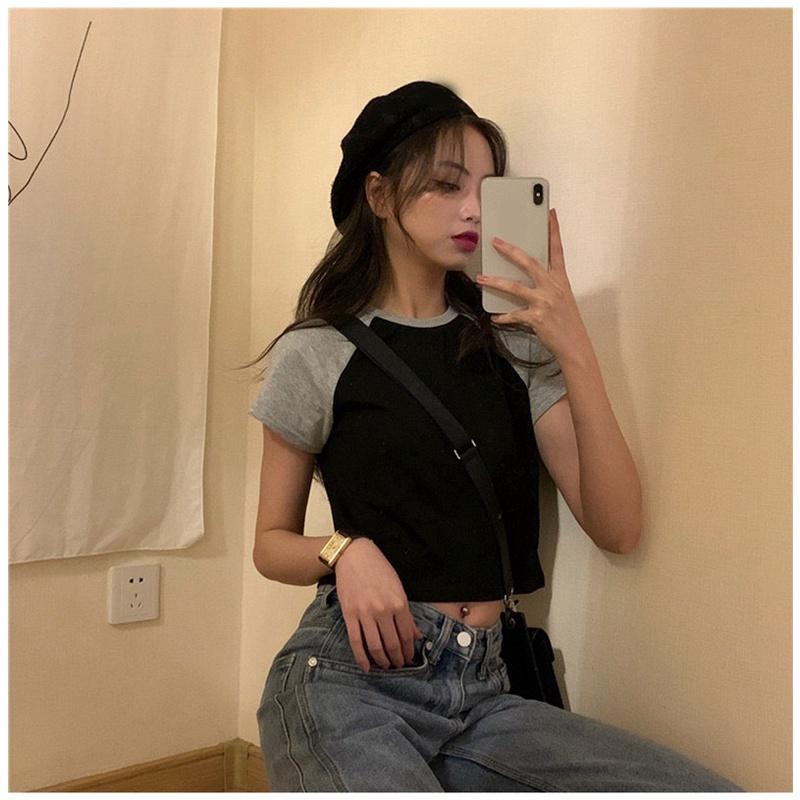 MS6680 Áo phông, áo thun nữ raplan croptop