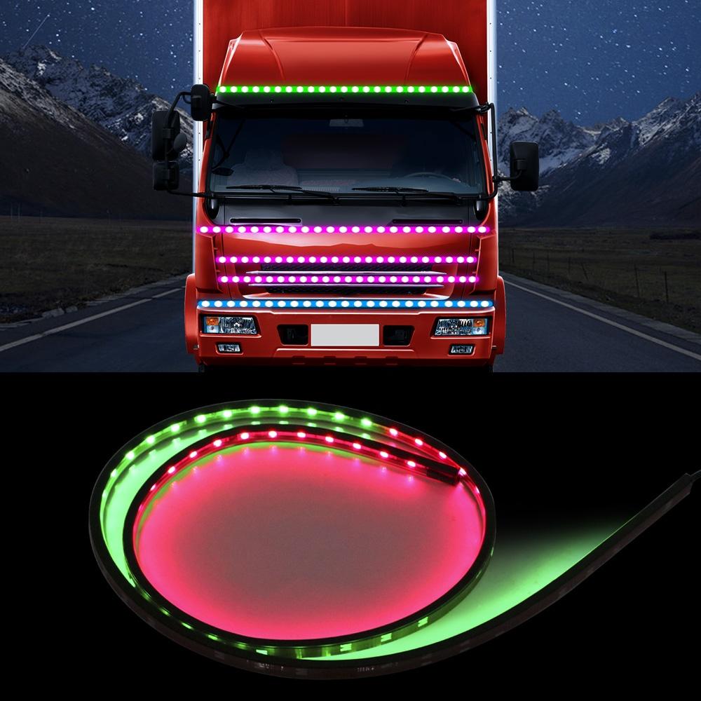 24V LED Colorful String lights RGB LED Strip Waterproof Decorative Light for Car for Truck for Van Roof Led Lights Decoration with 3M Sticker Flexible LED Strip Easy install 1m 1.2m 1.5m 1.8m 2m 2.4m