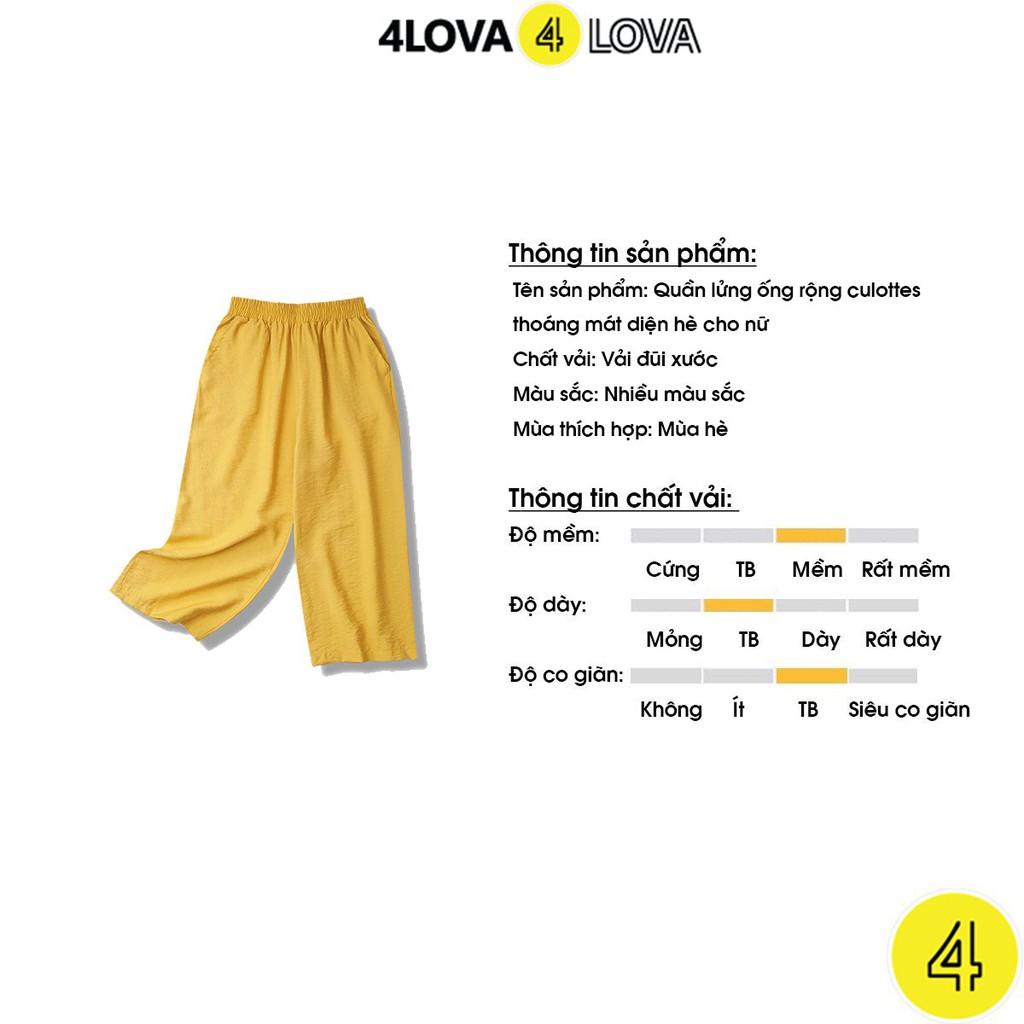 Quần lửng ống rộng culottes 4LOVA chất vải đũi xước cao cấp thoáng mát diện hè cho nữ