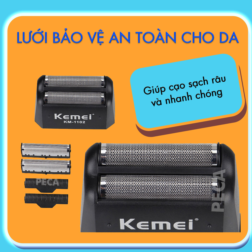 Bộ lưỡi máy cạo râu thay thế cho dòng máy cạo râu Kemei KM-1102 và KM-1102H dễ tháo lắp sử dụng