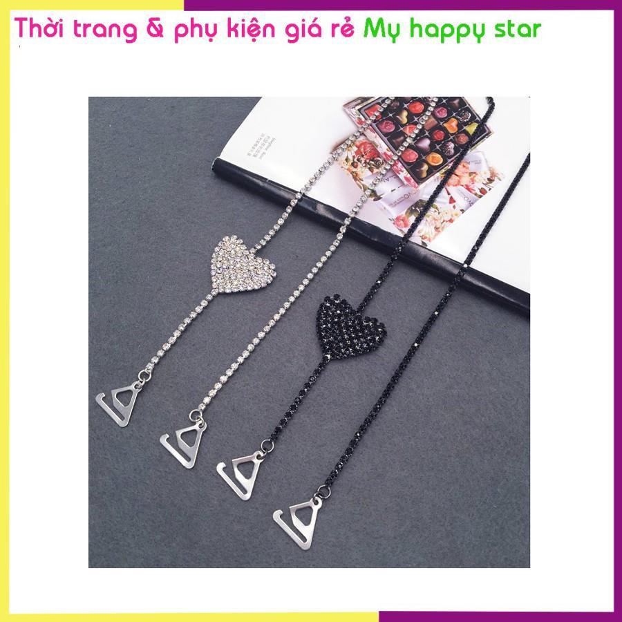 Dây áo ngực bra cao cấp đính đá hình tim dùng cho áo váy hở cổ