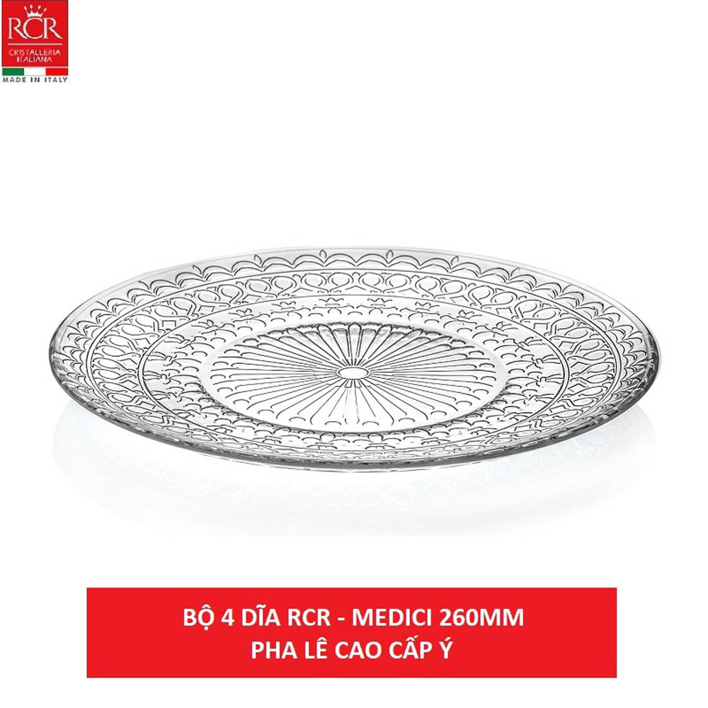 Bộ 4 dĩa pha lê Ý RCR Medici 260mm 