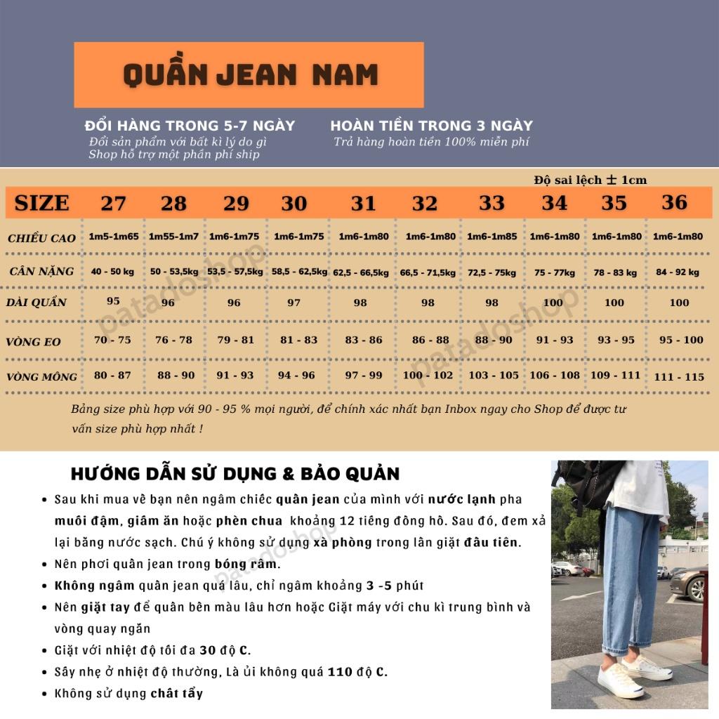 Quần baggy nam vải jean bò cao cấp dáng suông rộng HOTTREND 2022