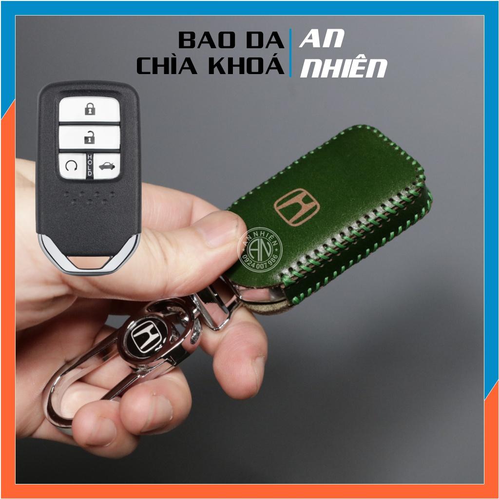 Bao da dành cho móc khoá bọc ốp chìa khoá xe ô tô City RS, Civic, Accord, da bò, nhiều màu khâu thủ công