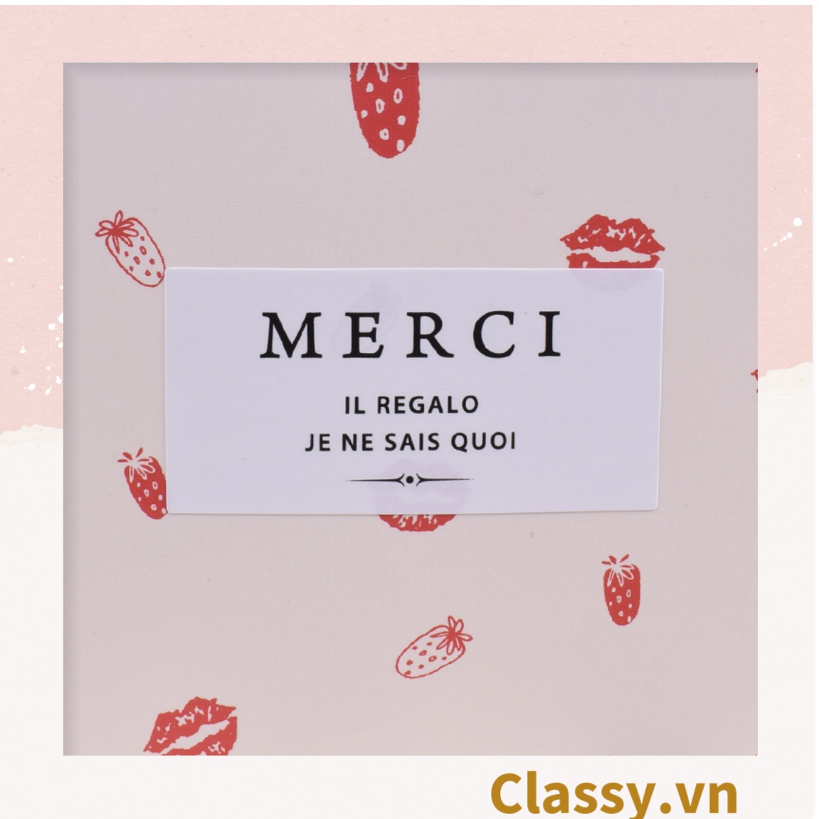 Hộp đựng quà hình vuông tự gấp; Kích thước 9 * 8,7 * 4cm ; dạng ngăn kéo; in chữ Merci làm quà tặng Q562