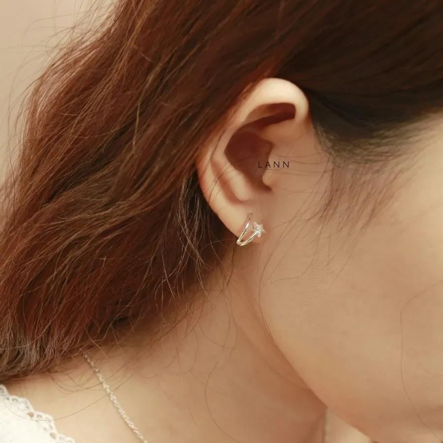 Khuyên 2 vòng đính sao S925 LANN