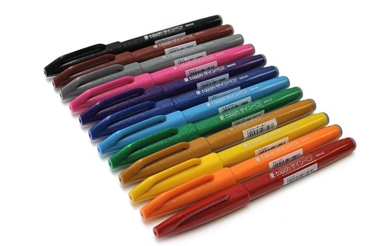 Bút lông viết chữ calligraphy Pentel Fude Touch Brush Sign Pen - Màu tím