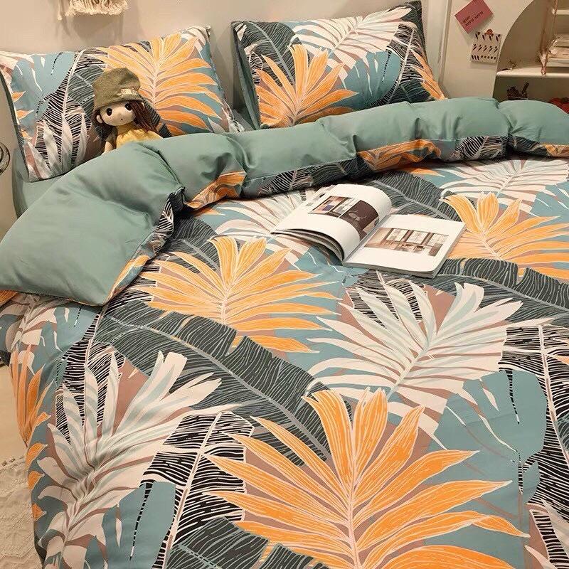 Bộ Chăn Ga Gối Cotton Living 100%cotton Hàng Nhập Khẩu Cao Cấp 4 Món Hoa Mùa Hè Vintage