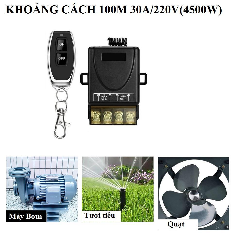 Công tắc điều khiển từ xa 100M bật tắt máy bơm, động cơ công suất lớn 30A/220V (Đen