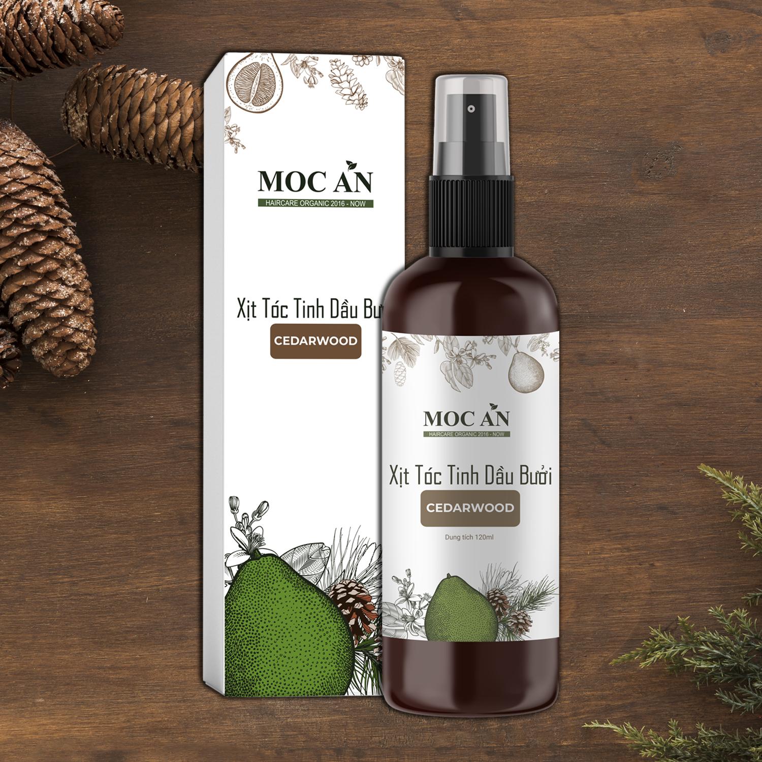 Xịt Kích Mọc Tóc Tinh Dầu Bưởi Gỗ Tuyết Tùng ( Cedarwood ) 120ml Mộc Ân Haircare hỗ trợ giảm rụng, giảm chẻ ngọn