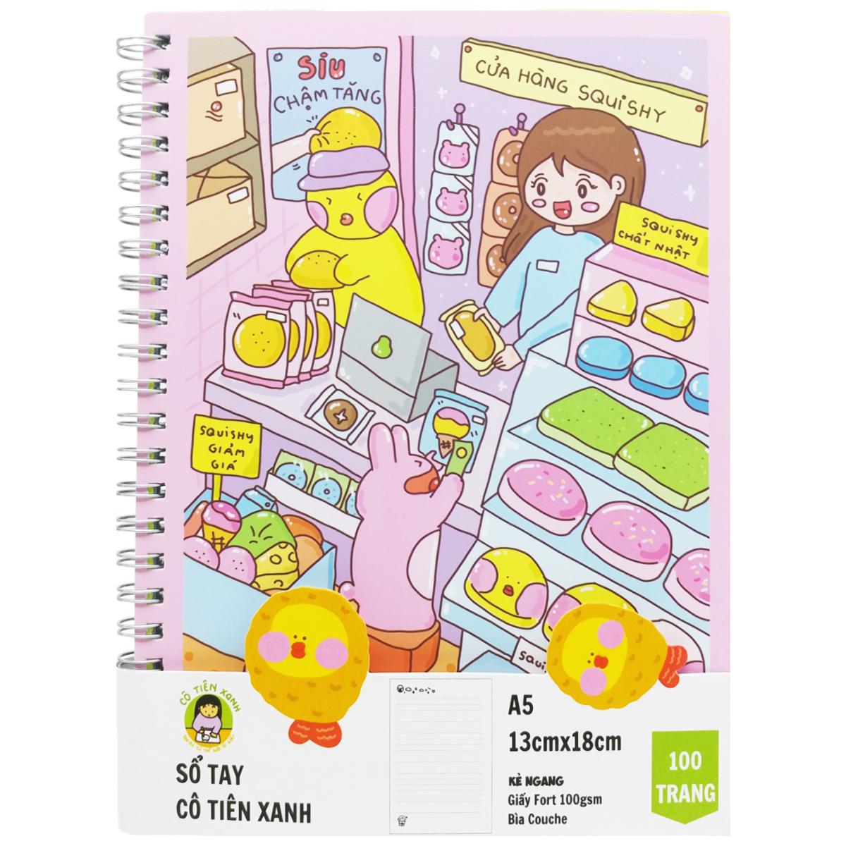 Sổ Tay Lò Xo A5 - Kẻ Ngang - 100 Trang 100gsm - Cô Tiên Xanh - Cửa Hàng Squishy