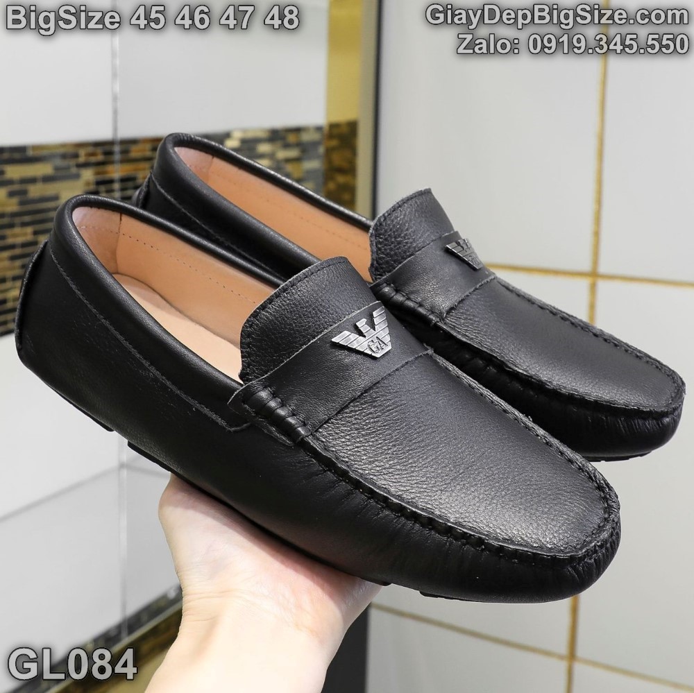 Giày mọi da đóng thủ công, giày lười cỡ lớn 45 46 47 48 cho nam cao to chân ú bè. Big size handmade shoes for wide feet