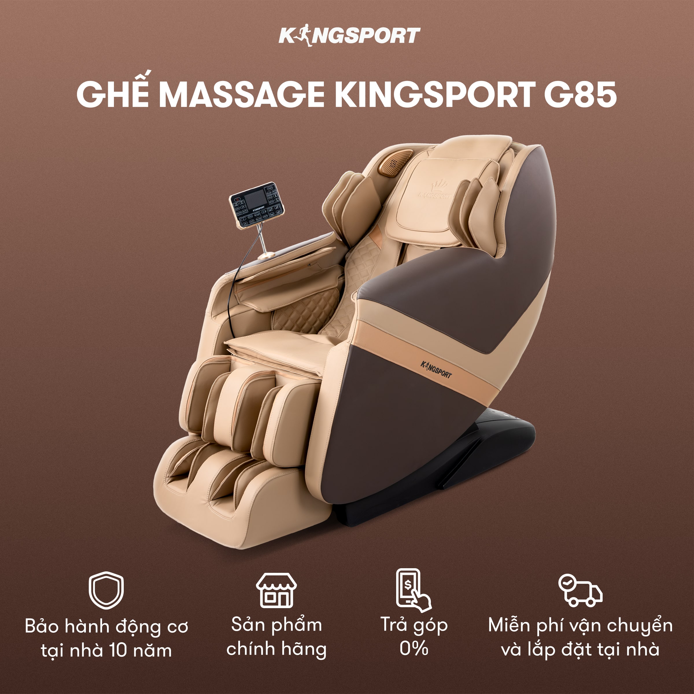 CHỈ GIAO MIỀN BẮC | Ghế massage toàn thân Kingsport G85 con lăn di động 3D, con lăn bắp chân chuyên biệt, công nghệ ion âm