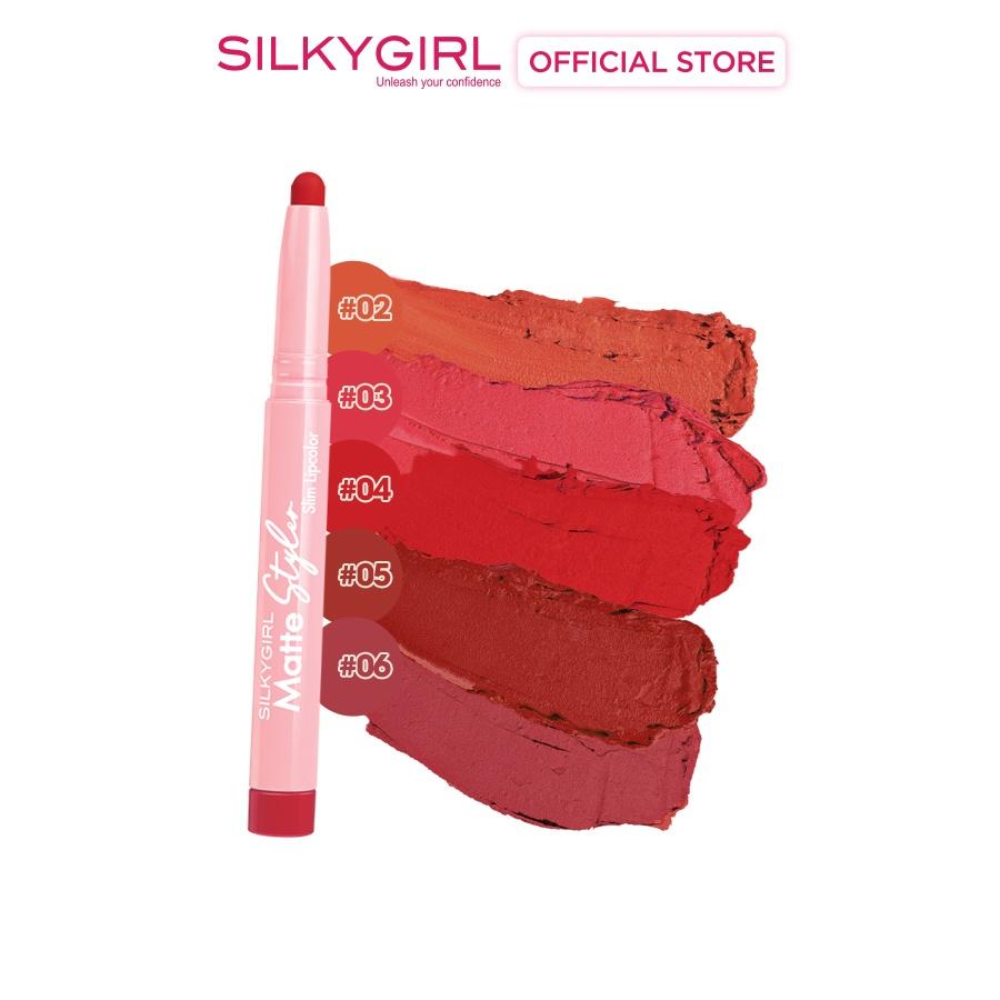 Son Bút Chì Mịn Mượt Lâu Phai Silkygirl Matte Styler Slim Lipcolor 1,4g