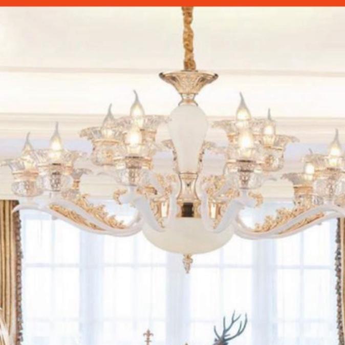 Đèn Chùm Trang Trí Phòng Khách Đèn Chùm Tân Cổ Điển Bạch Ngọc6103-15