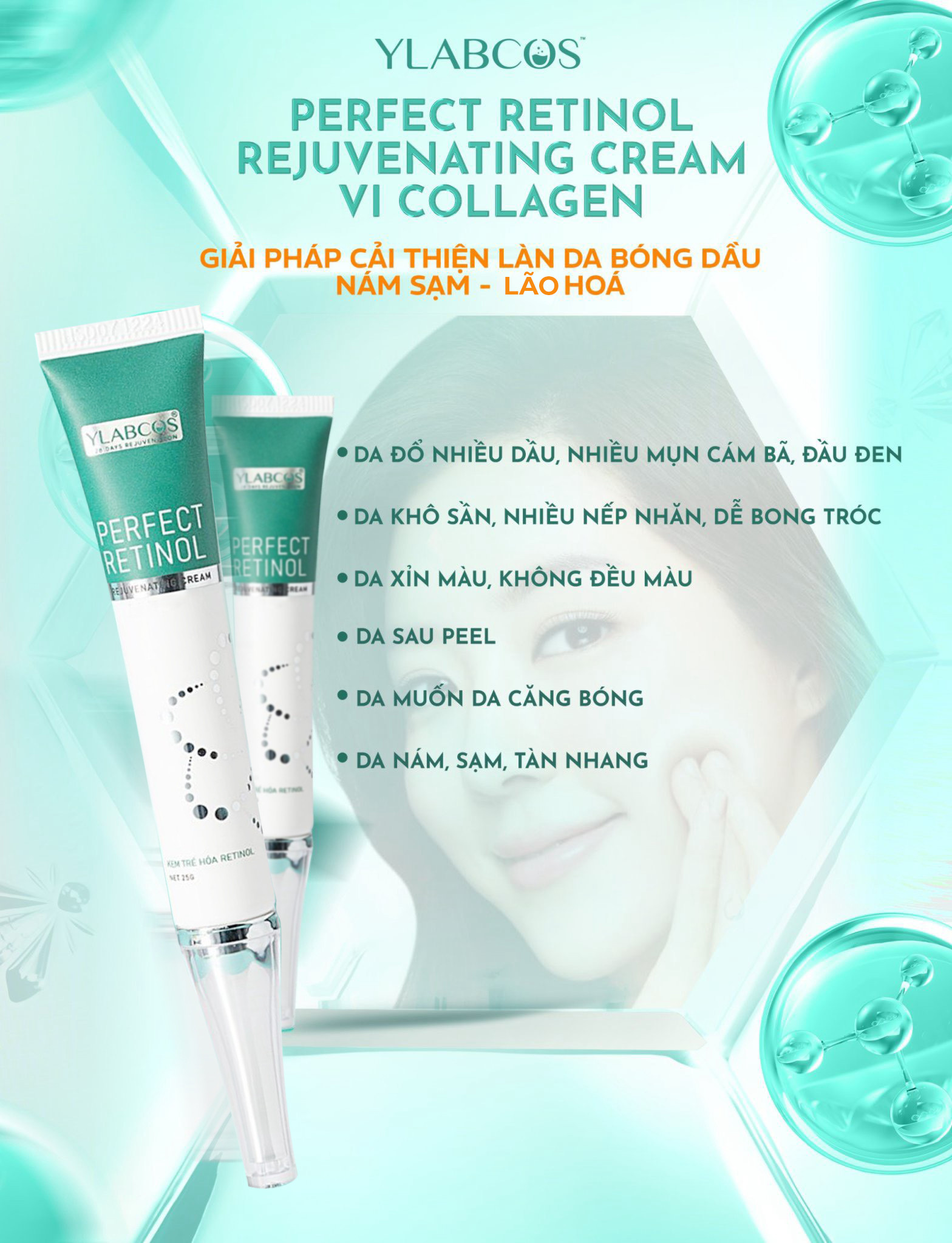 VI COLLAGEN PERFECT RETINOL YLABCOS Rejuvenating Cream - Peel da thế hệ mới  - ViGai Collagen Drlacir