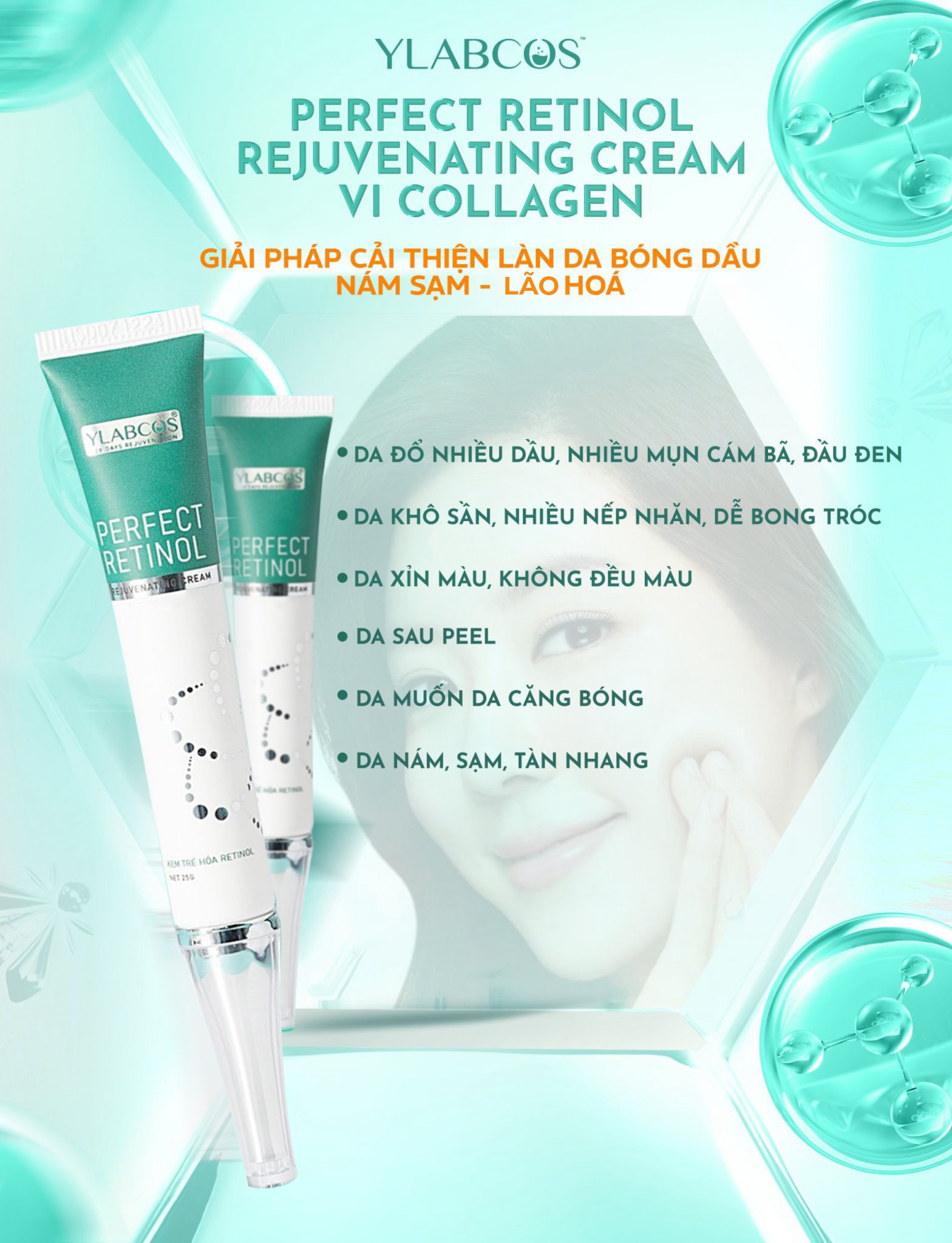 VI COLLAGEN PERFECT RETINOL YLABCOS Rejuvenating Cream - Peel da thế hệ mới - ViGai Collagen Drlacir
