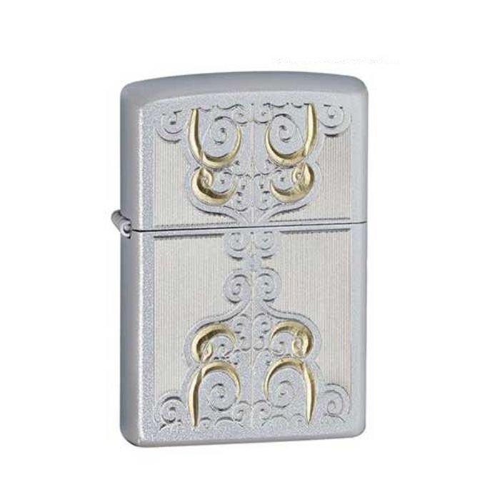 Bật Lửa Zippo Gold Scroll Satin Chrome Chính Hãng Usa