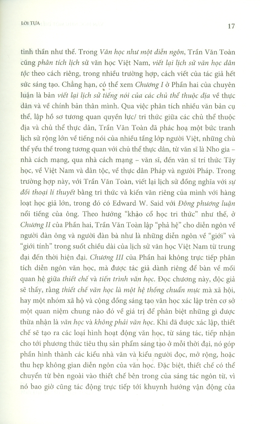 Văn Học Như Một Diễn Ngôn - Lý Thuyết Diễn Ngôn Của M.Foucault Và Văn Học Sử Việt Nam (Bìa cứng) - Trần Văn Toàn (ĐHSP)